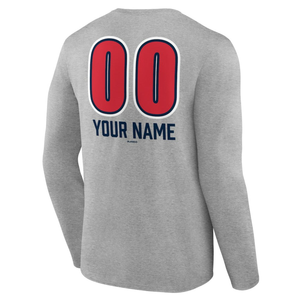 Gray Boston Red Sox Personalized Name & Number Fastball Long Sleeve T-Shirt