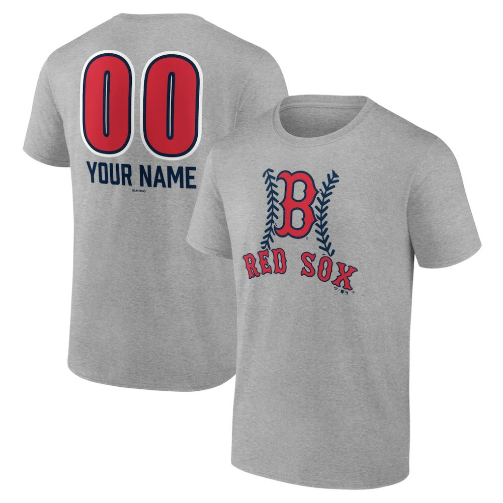 Heather Gray Boston Red Sox Personalized Name & Number Fastball T-Shirt