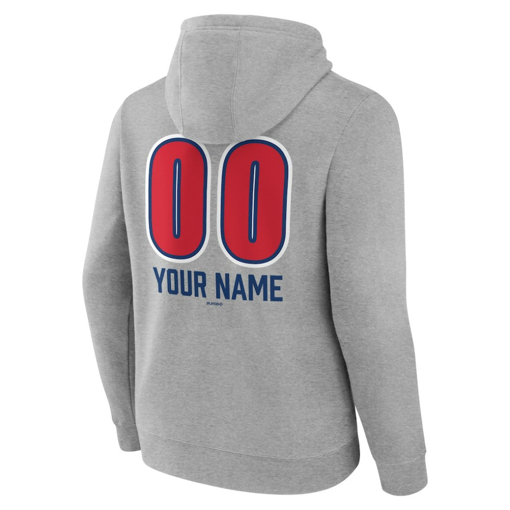Gray Chicago Cubs Personalized Name & Number Fastball Pullover Hoodie