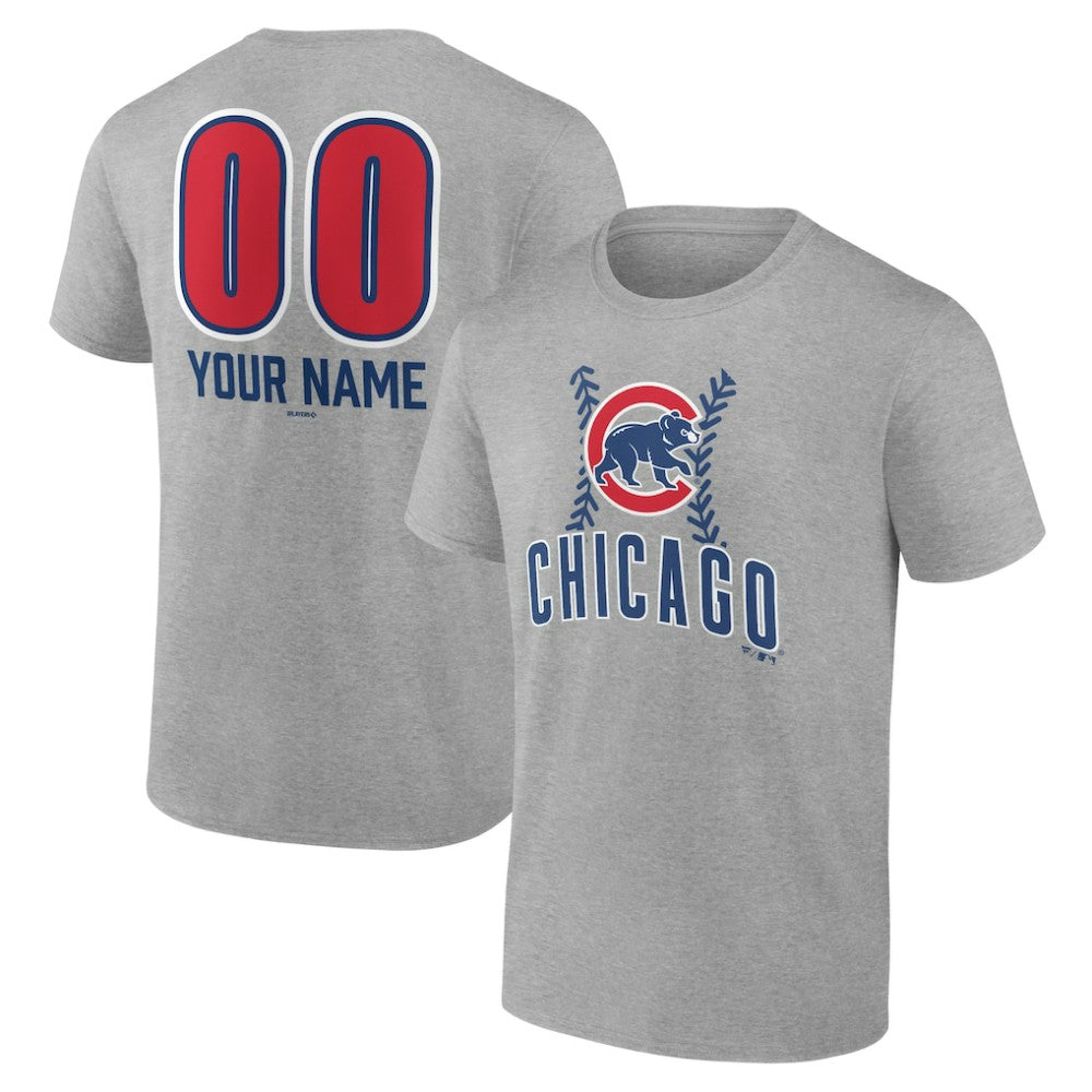 Heather Gray Chicago Cubs Personalized Name & Number Fastball T-Shirt