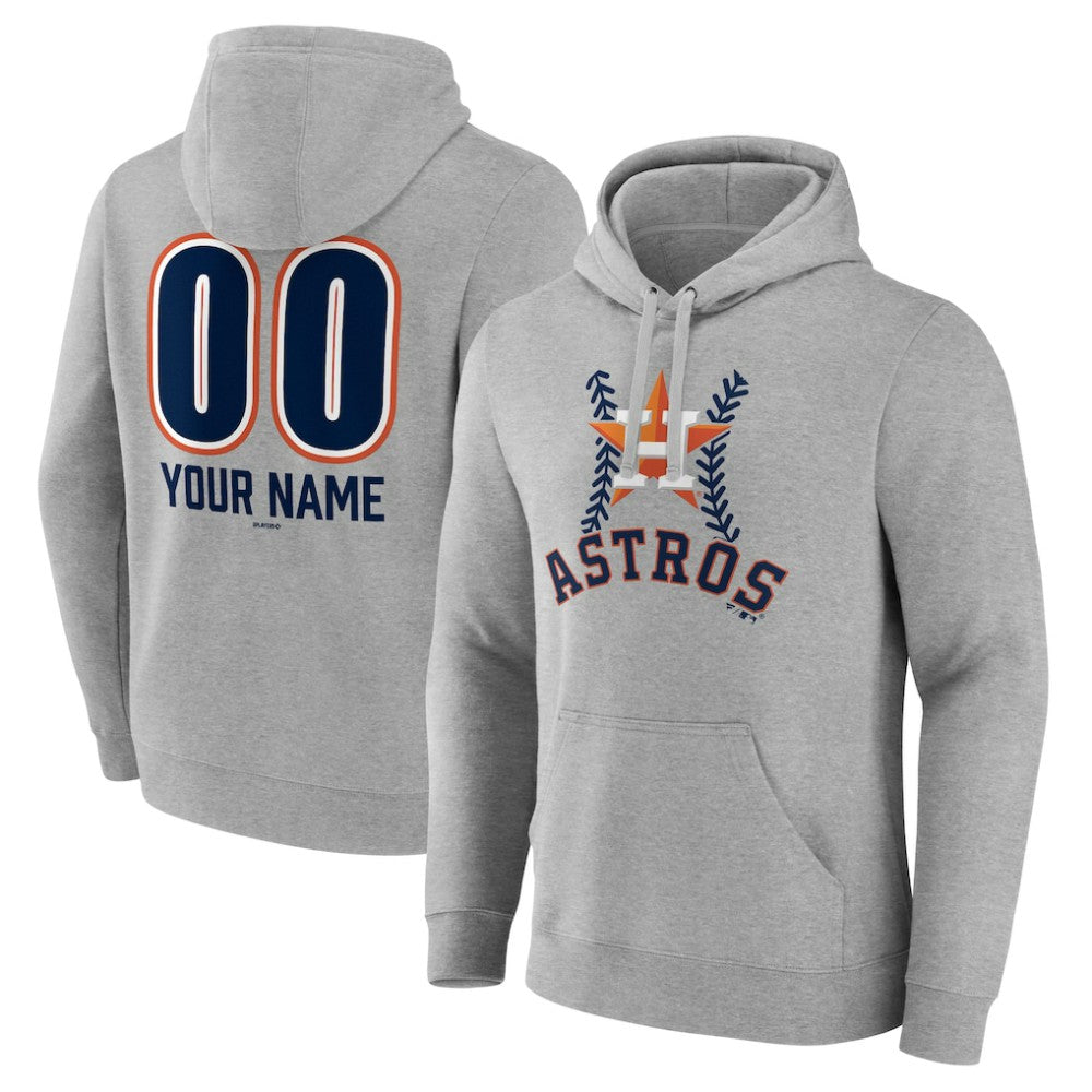 Gray Houston Astros Personalized Name & Number Fastball Pullover Hoodie