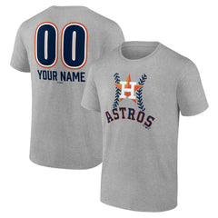 Heather Gray Houston Astros Personalized Name & Number Fastball T-Shirt