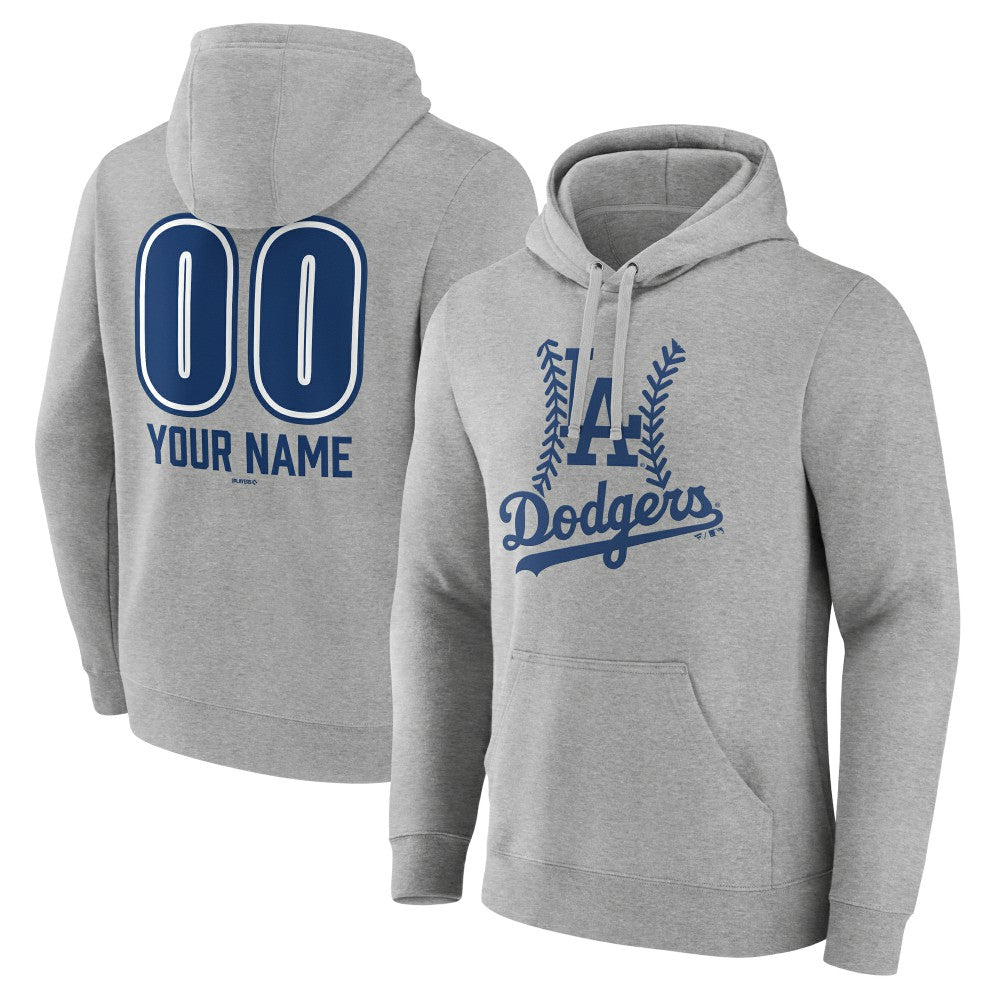 Gray Los Angeles Dodgers Personalized Name & Number Fastball Pullover Hoodie