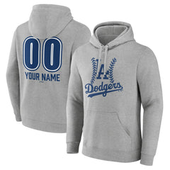 Gray Los Angeles Dodgers Personalized Name & Number Fastball Pullover Hoodie