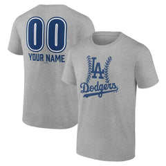 Heather Gray Los Angeles Dodgers Personalized Name & Number Fastball T-Shirt