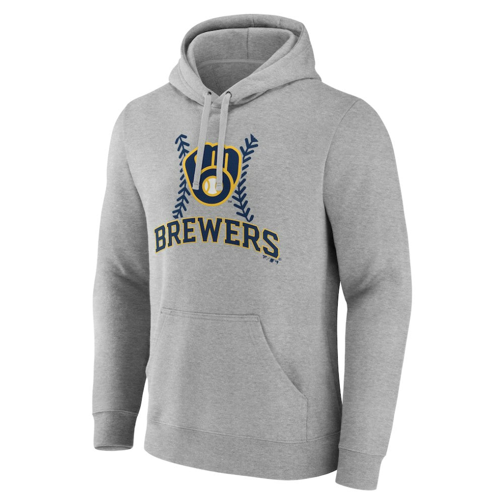 Gray Milwaukee Brewers Personalized Name & Number Fastball Pullover Hoodie