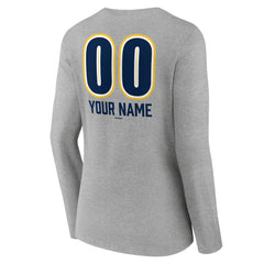 Gray Milwaukee Brewers Women's Personalized Name & Number Fastball Long Sleeve V-Neck T-Shirt