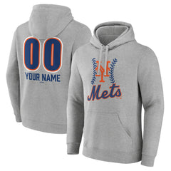 Gray New York Mets Personalized Name & Number Fastball Pullover Hoodie