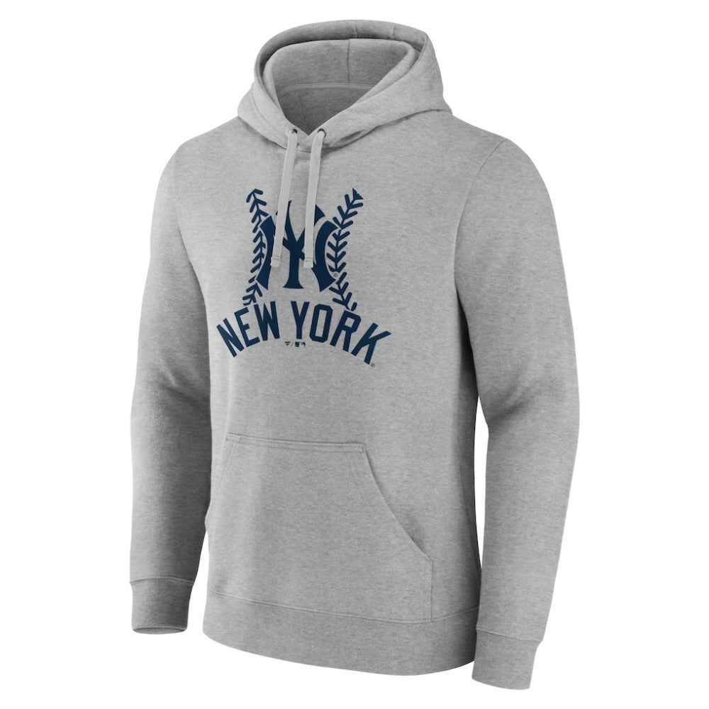Gray New York Yankees Personalized Name & Number Fastball Pullover Hoodie