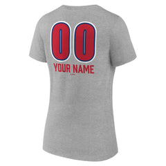 Gray Philadelphia Phillies Women's Personalized Name & Number Fastball V-Neck T-Shirt