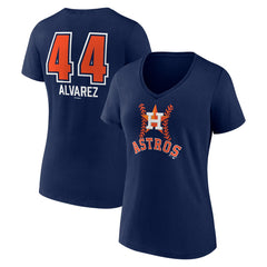 Navy Yordan Alvarez Houston Astros Women's Fastball Player Name & Number V-Neck T-Shirt