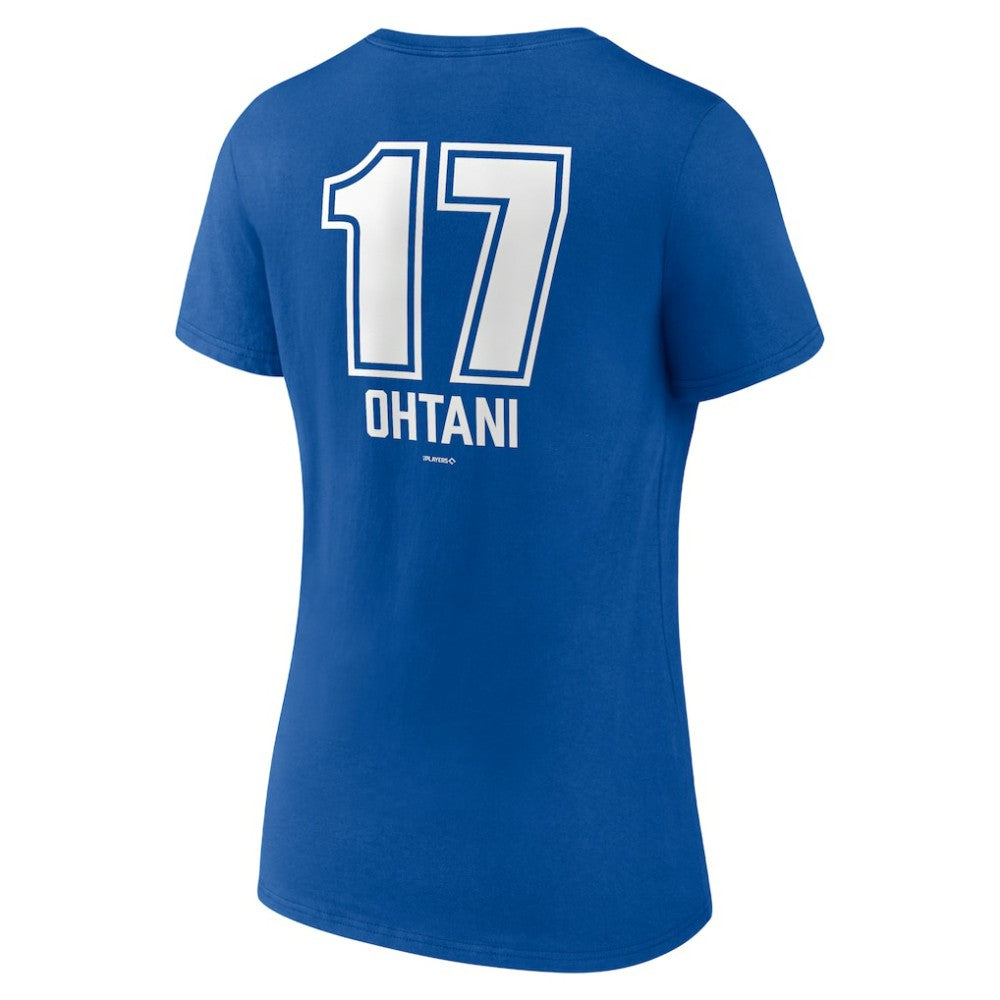 Royal Shohei Ohtani Los Angeles Dodgers Women's Fastball Player Name & Number V-Neck T-Shirt