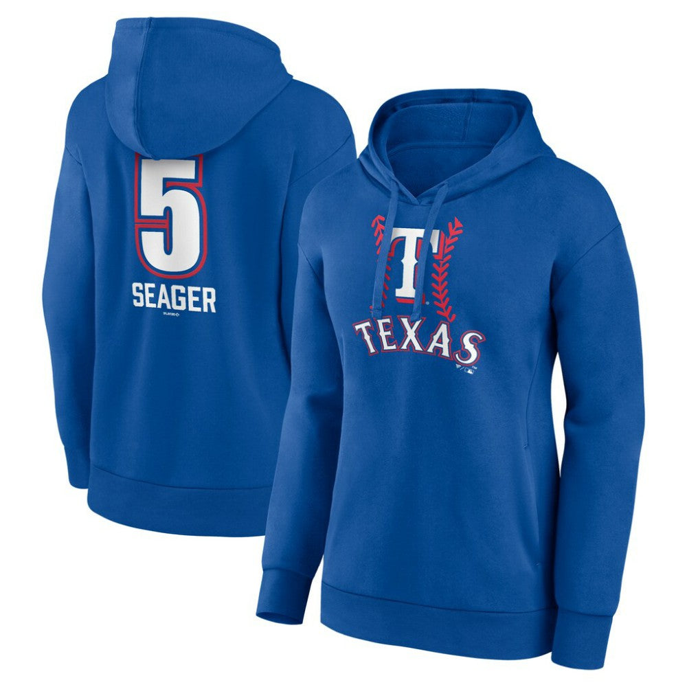 Royal Corey Seager Texas Rangers Women's Fastball Player Name & Number Pullover Hoodie