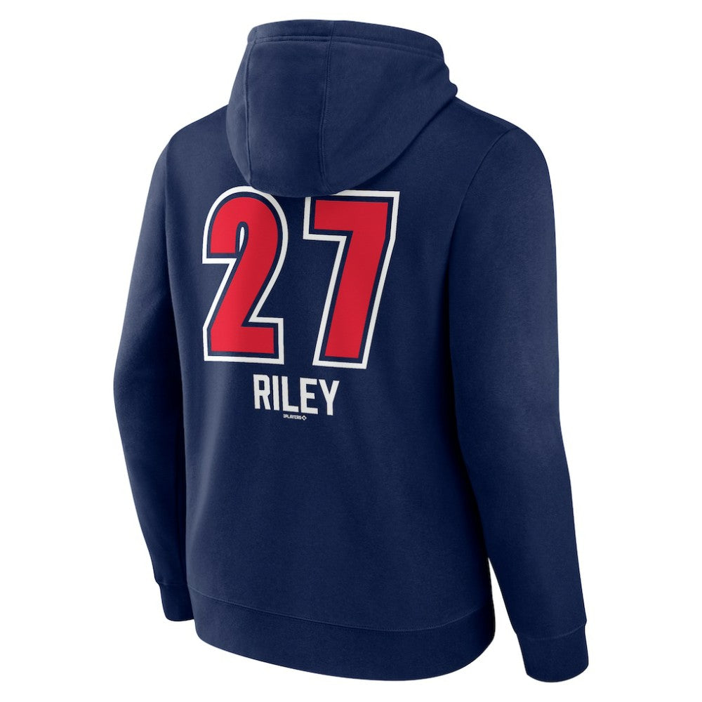 Navy Austin Riley Atlanta Braves Fastball Player Name & Number Pullover Hoodie