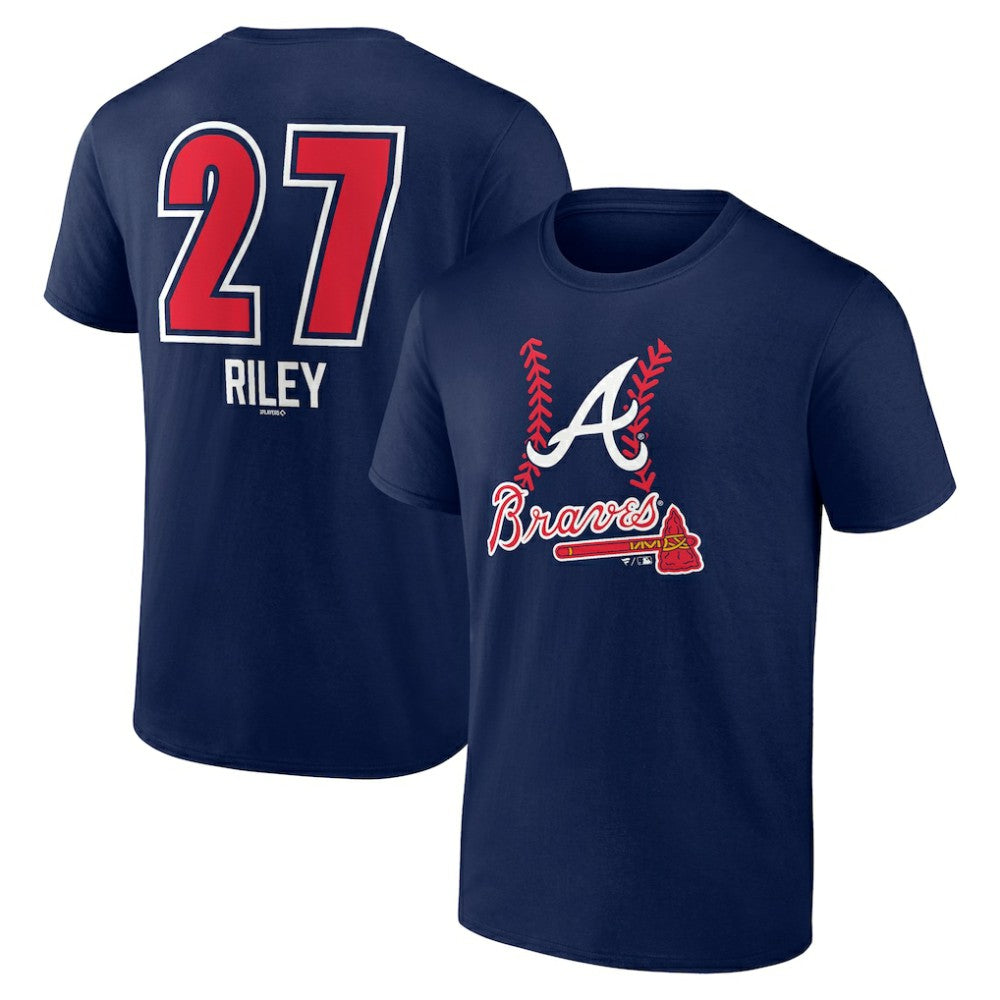Navy Austin Riley Atlanta Braves Fastball Player Name & Number T-Shirt