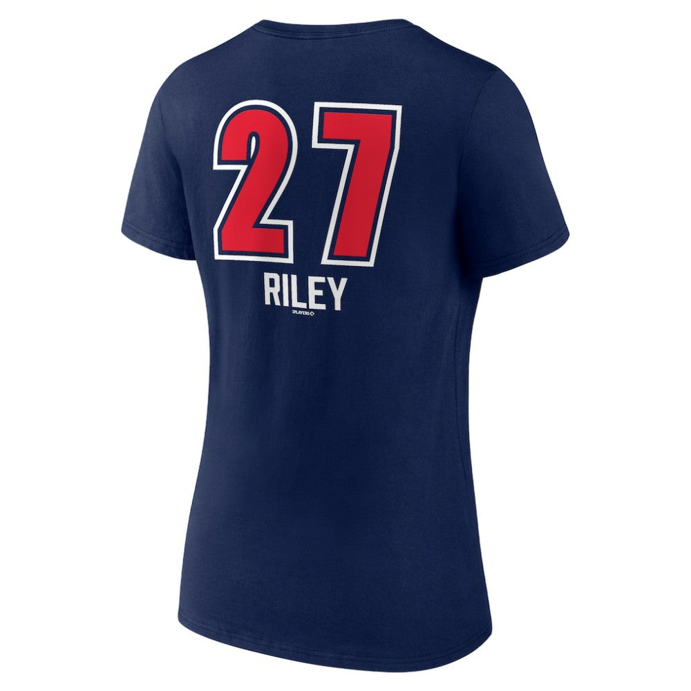 Navy Austin Riley Atlanta Braves Women's Fastball Player Name & Number V-Neck T-Shirt