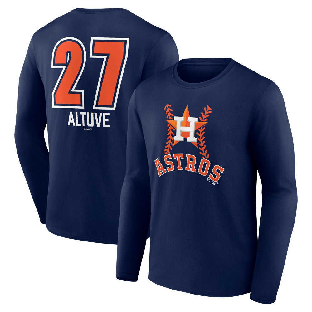Navy Jose Altuve Houston Astros Fastball Player Name & Number Long Sleeve T-Shirt