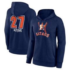 Navy Jose Altuve Houston Astros Women's Fastball Player Name & Number Pullover Hoodie