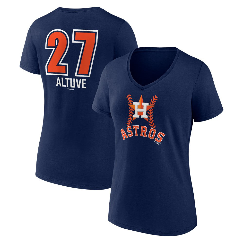 Navy Jose Altuve Houston Astros Women's Fastball Player Name & Number V-Neck T-Shirt