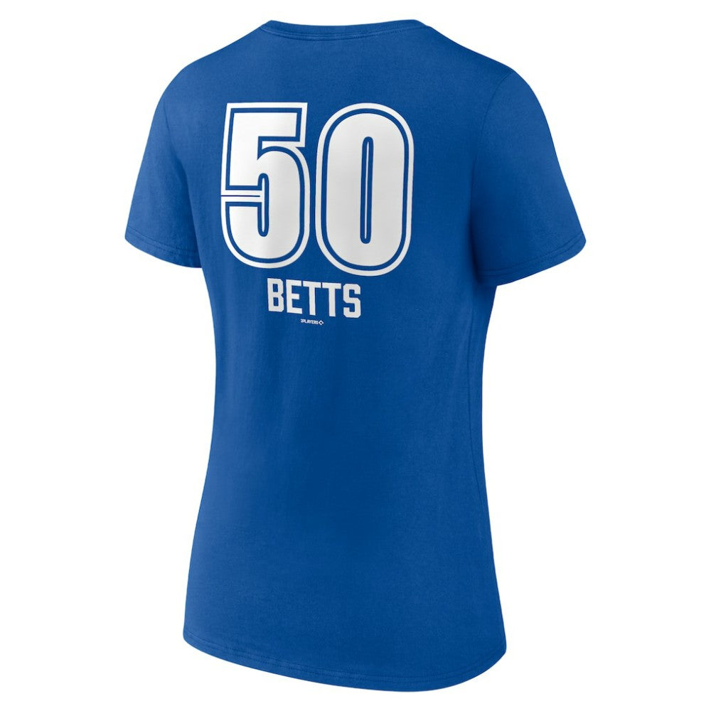 Royal Mookie Betts Los Angeles Dodgers Women's Fastball Player Name & Number V-Neck T-Shirt