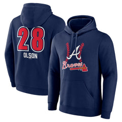 Navy Matt Olson Atlanta Braves Fastball Player Name & Number Pullover Hoodie