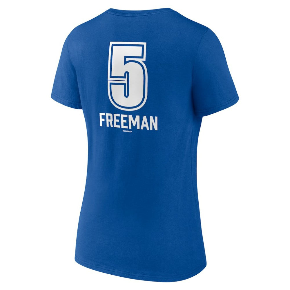 Royal Freddie Freeman Los Angeles Dodgers Women's Fastball Player Name & Number V-Neck T-Shirt