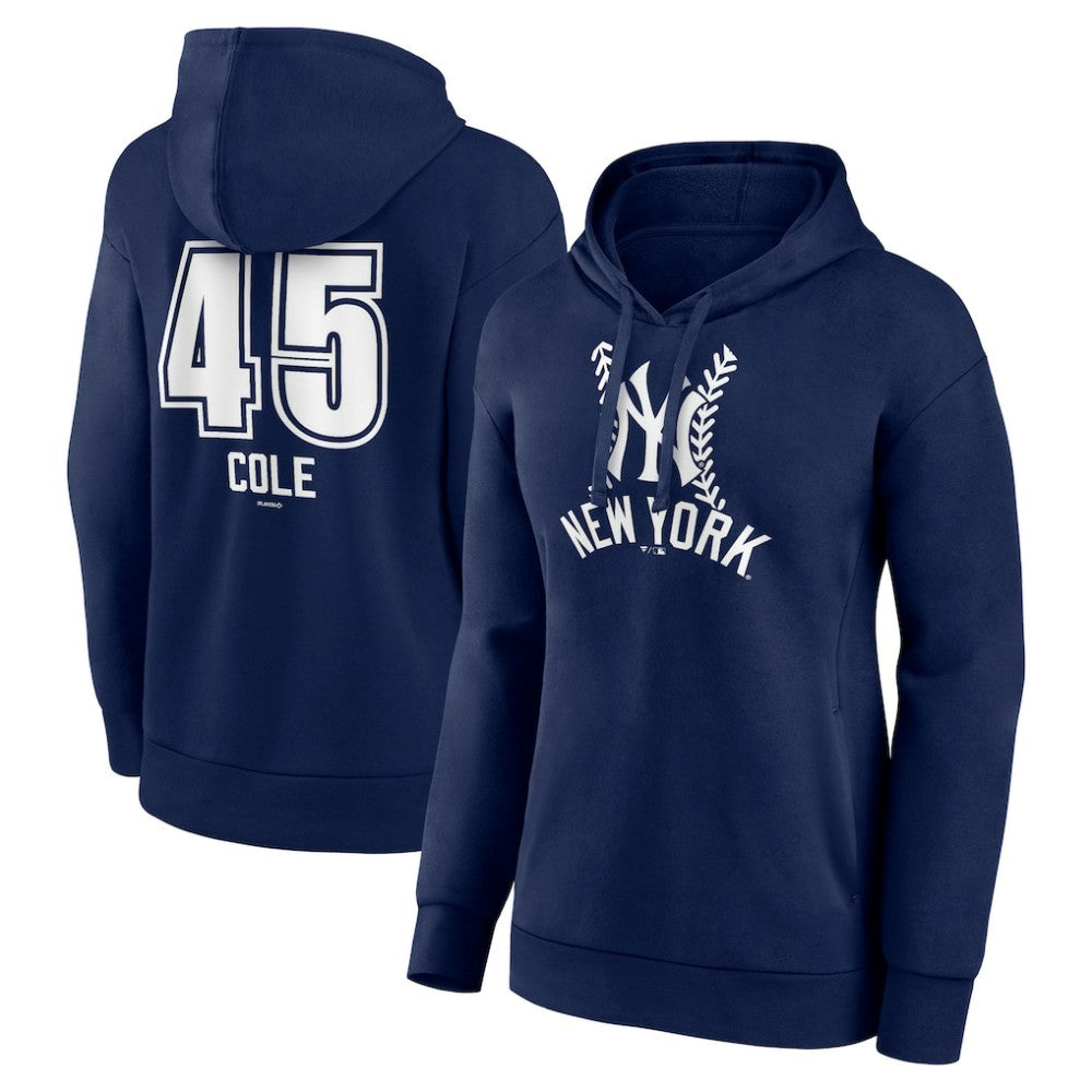 Navy Gerrit Cole New York Yankees Women's Fastball Player Name & Number Pullover Hoodie