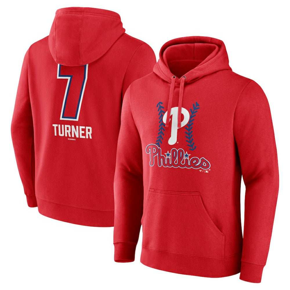 Red Trea Turner Philadelphia Phillies Fastball Player Name & Number Pullover Hoodie