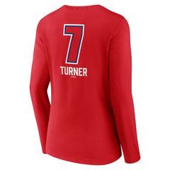 Red Trea Turner Philadelphia Phillies Women's Fastball Player Name & Number Long Sleeve V-Neck T-Shirt