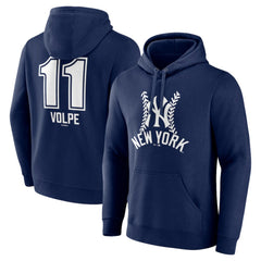 Navy Anthony Volpe New York Yankees Fastball Player Name & Number Pullover Hoodie