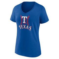 Royal Josh Jung Texas Rangers Women's Fastball Player Name & Number V-Neck T-Shirt