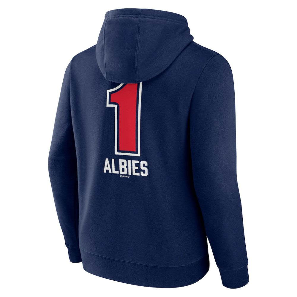Navy Ozzie Albies Atlanta Braves Fastball Player Name & Number Pullover Hoodie