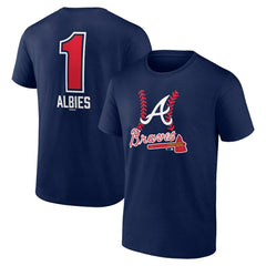 Navy Ozzie Albies Atlanta Braves Fastball Player Name & Number T-Shirt
