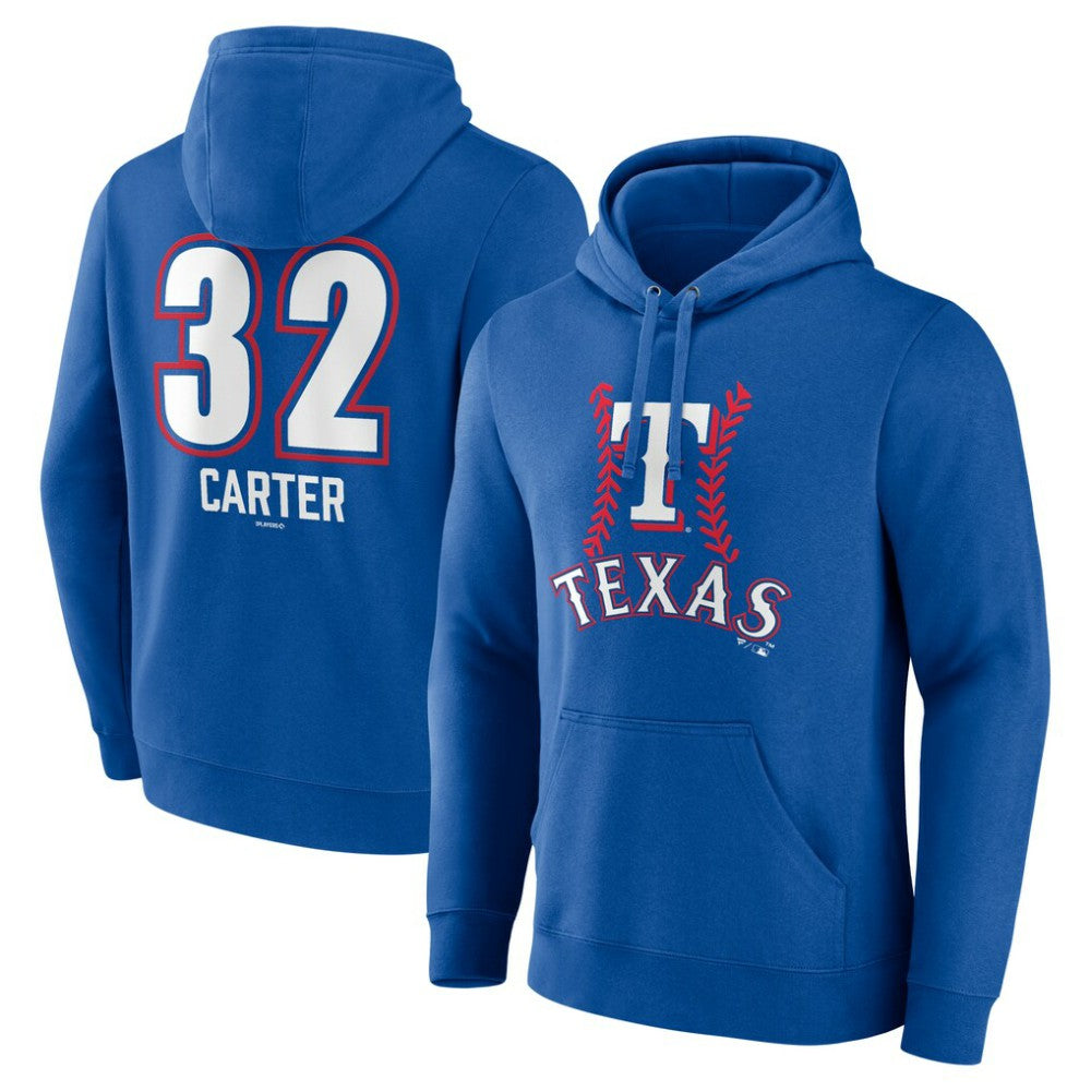 Royal Evan Carter Texas Rangers Fastball Player Name & Number Pullover Hoodie