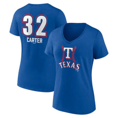 Royal Evan Carter Texas Rangers Women's Fastball Player Name & Number V-Neck T-Shirt