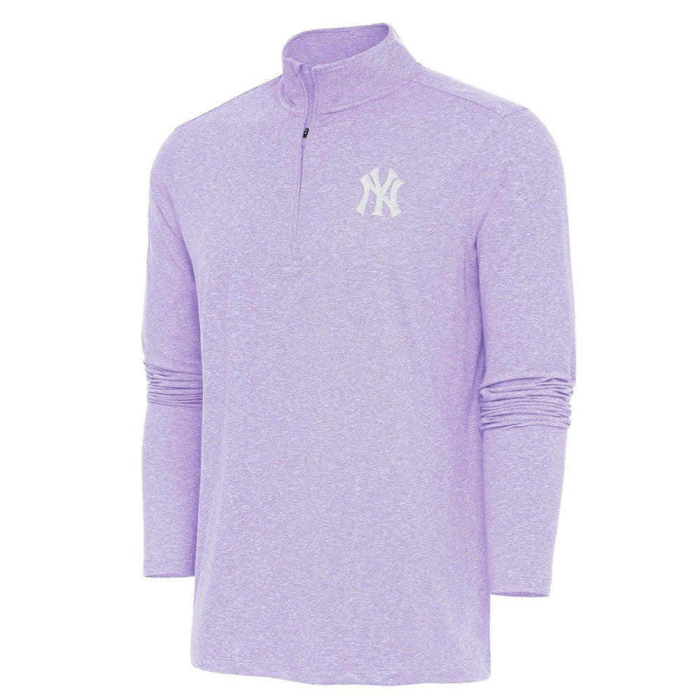Lavender New York Yankees Antigua Hunk Quarter-Zip Top