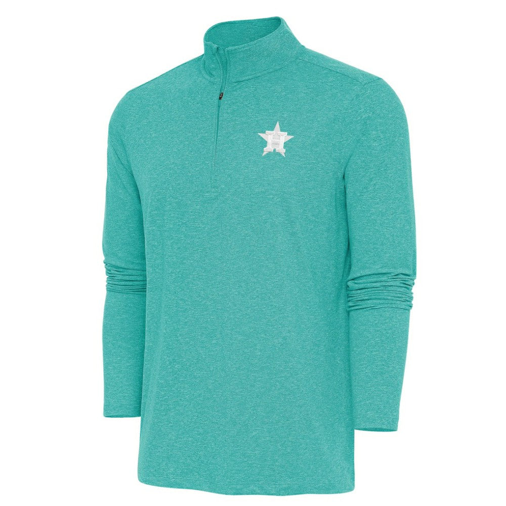 Heather Aqua Houston Astros Antigua Hunk Quarter-Zip Top
