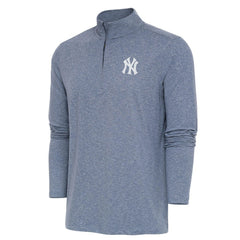 Heather Navy New York Yankees Antigua Hunk Quarter-Zip Top