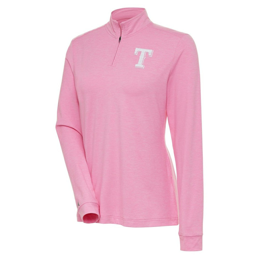 Pink Texas Rangers Antigua Women's Mentor Quarter-Zip Pullover Top