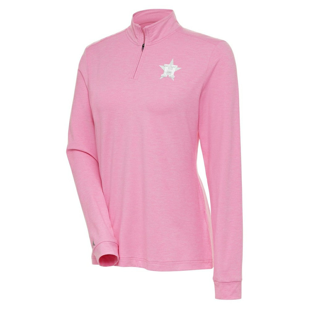 Pink Houston Astros Antigua Women's Mentor Quarter-Zip Pullover Top