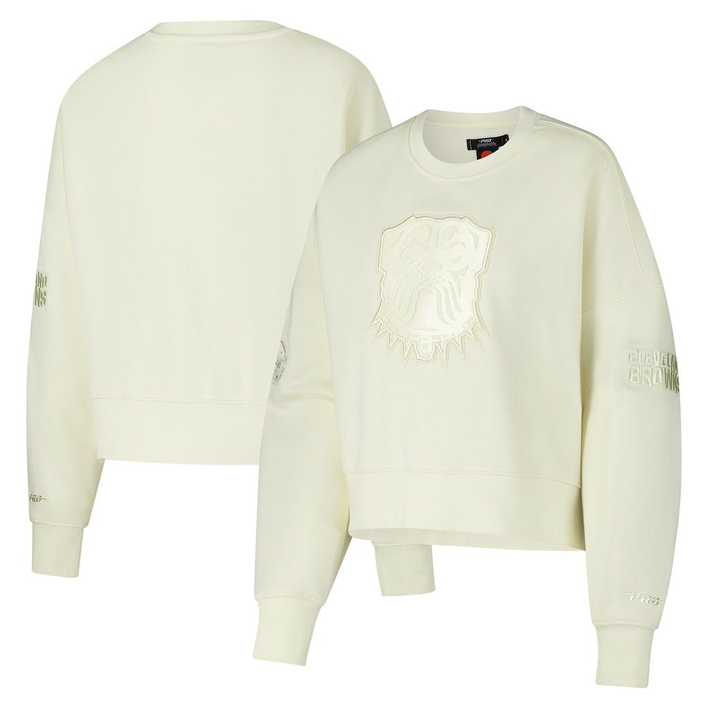 Pro Standard Triple Tonal Cropped Fleece Pullover Sweatshirt - Cleveland Browns Pullover
