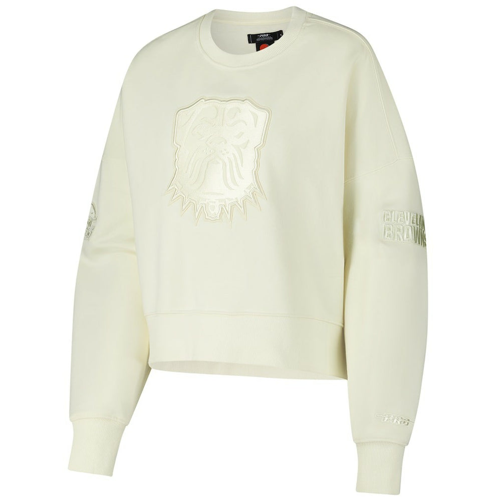 Pro Standard Triple Tonal Cropped Fleece Pullover Sweatshirt - Cleveland Browns Pullover