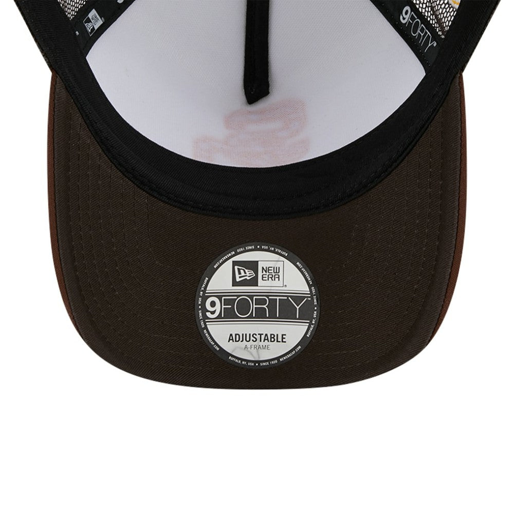 White/Brown San Diego Padres New Era Checkered Flag A-Frame Trucker 9FORTY Adjustable Hat