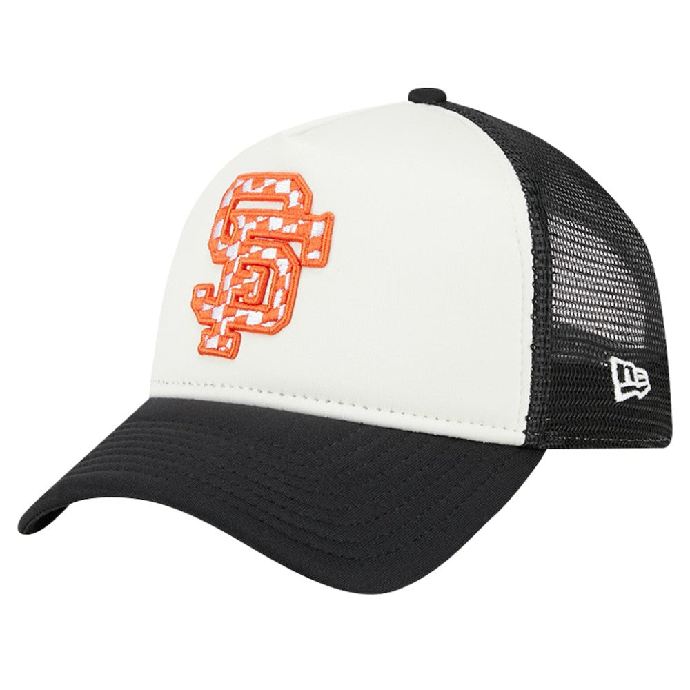 White/Black San Francisco Giants New Era Checkered Flag A-Frame Trucker 9FORTY Adjustable Hat