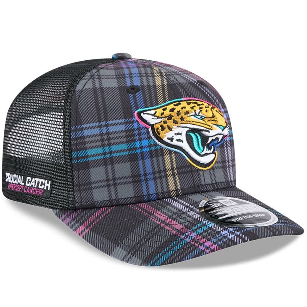 2024 NFL Crucial Catch Plaid 9SEVENTY Trucker Snapback Hat - Jacksonville Jaguars Hats