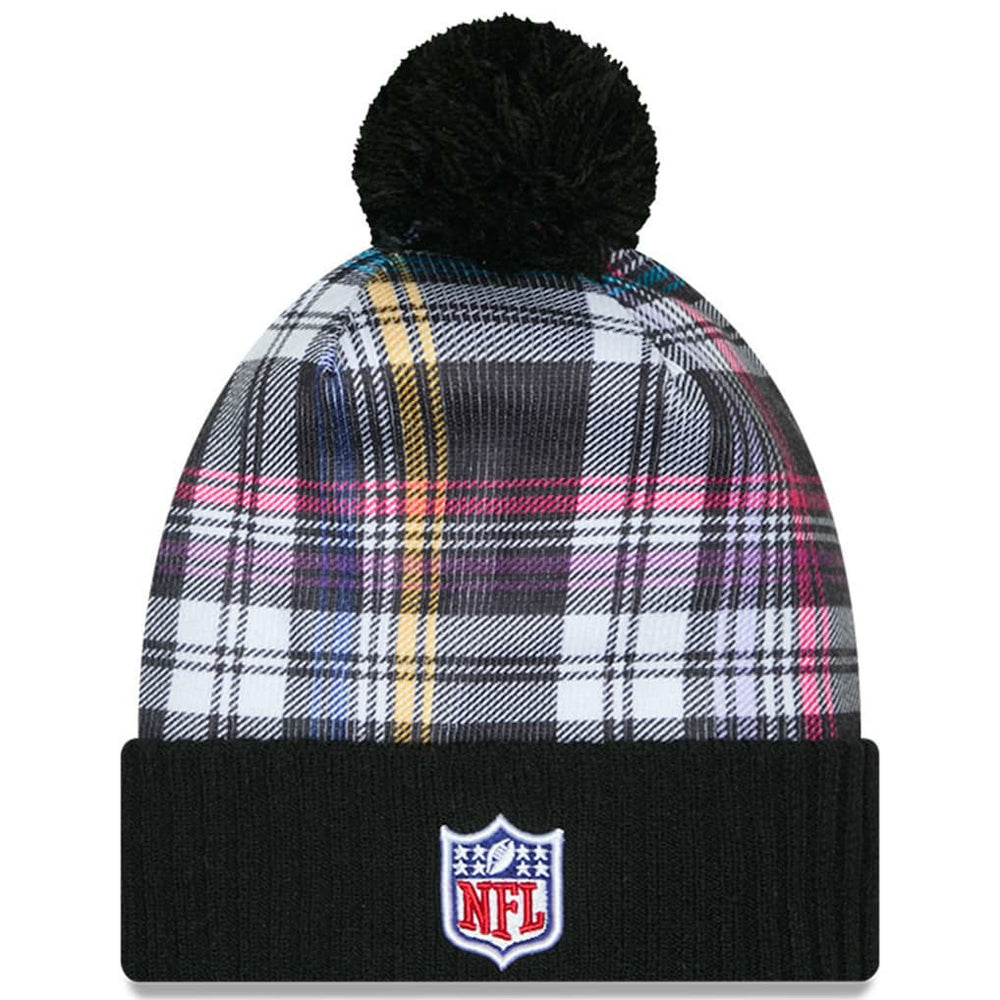 Youth 2024 NFL Crucial Catch Plaid Cuffed Pom Knit Hat - New York Jets Hats
