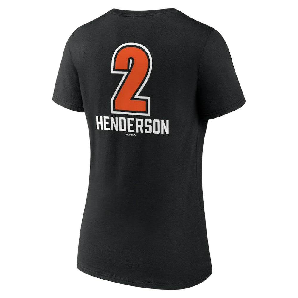 Black Gunnar Henderson Baltimore Orioles Women's Fastball Player Name & Number V-Neck T-Shirt