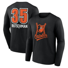 Black Adley Rutschman Baltimore Orioles Fastball Player Name & Number Long Sleeve T-Shirt