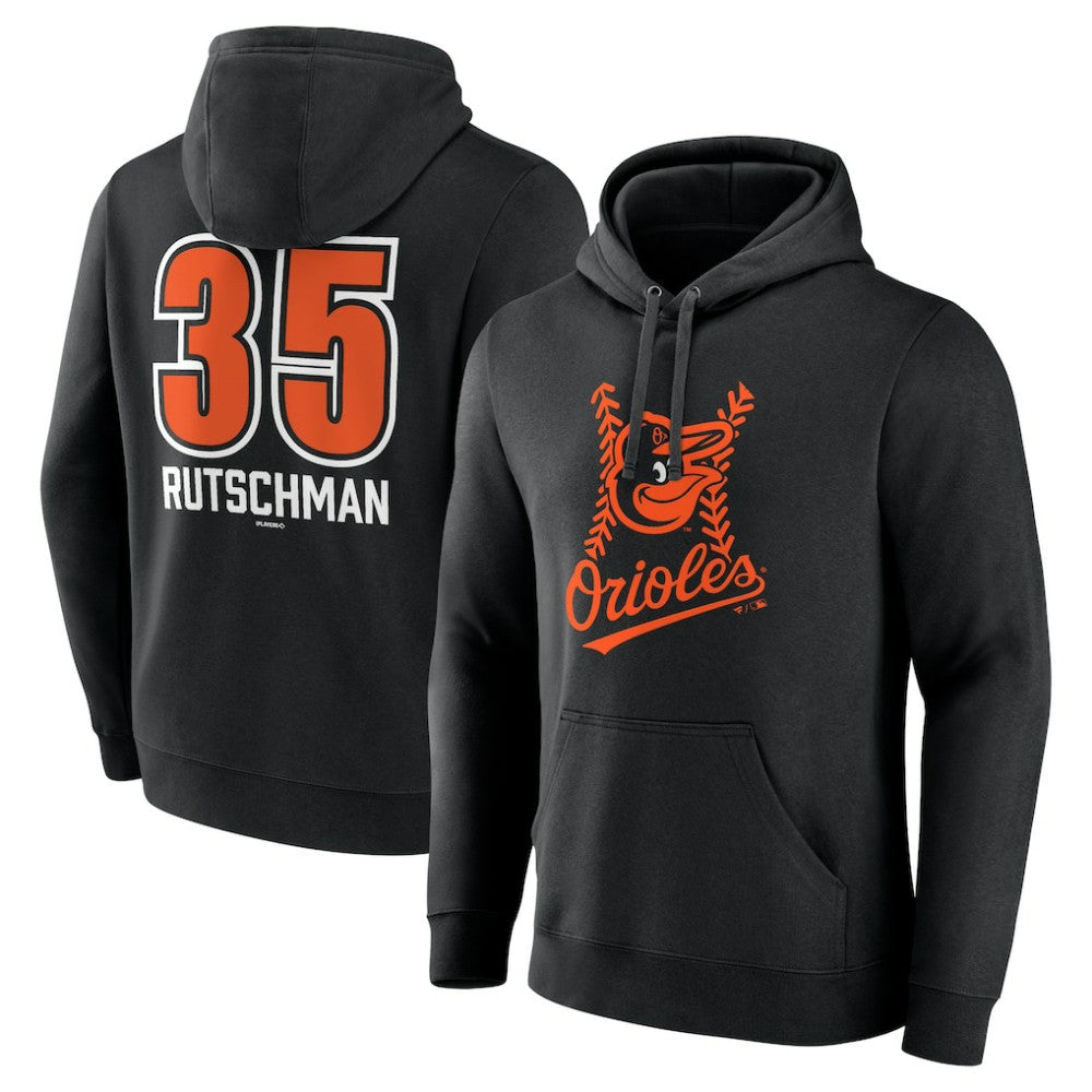 Black Adley Rutschman Baltimore Orioles Fastball Player Name & Number Pullover Hoodie