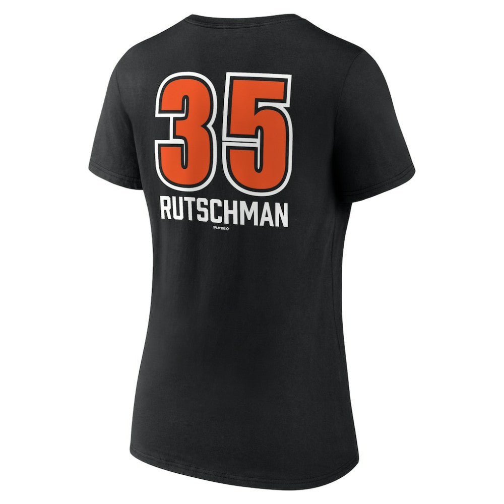 Black Adley Rutschman Baltimore Orioles Women's Fastball Player Name & Number V-Neck T-Shirt